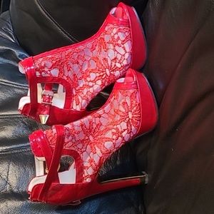 GetMoreBeauty Red Heeled Boots size 8